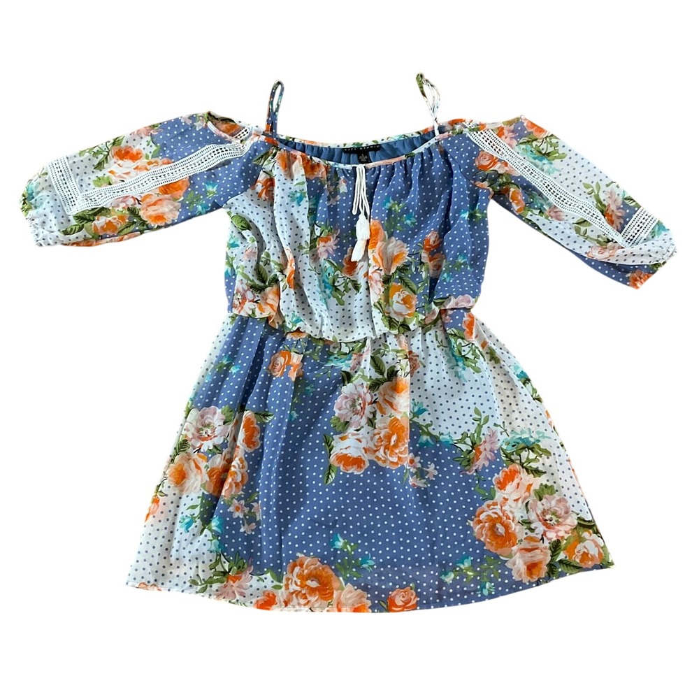 City Studio Cold Shoulder Floral Polka Dot Dress‎ Size L